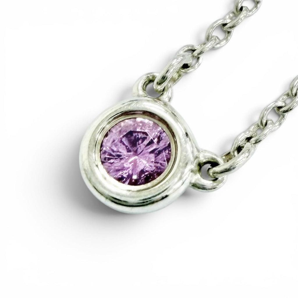 TIFFANY & Co. By the Yard Pink Sapphire Pendant Necklace SV925 Silver