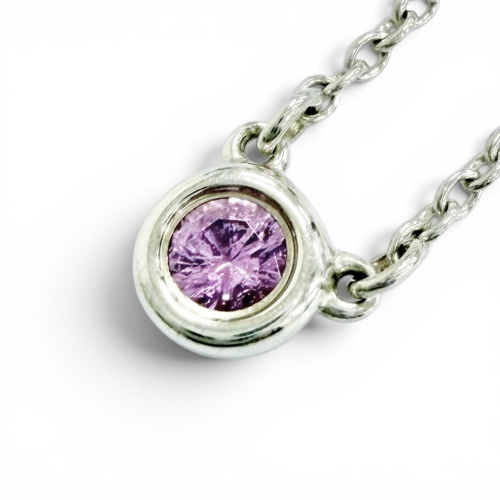 TIFFANY & Co. By the Yard Pink Sapphire Pendant Necklace SV925 Silver