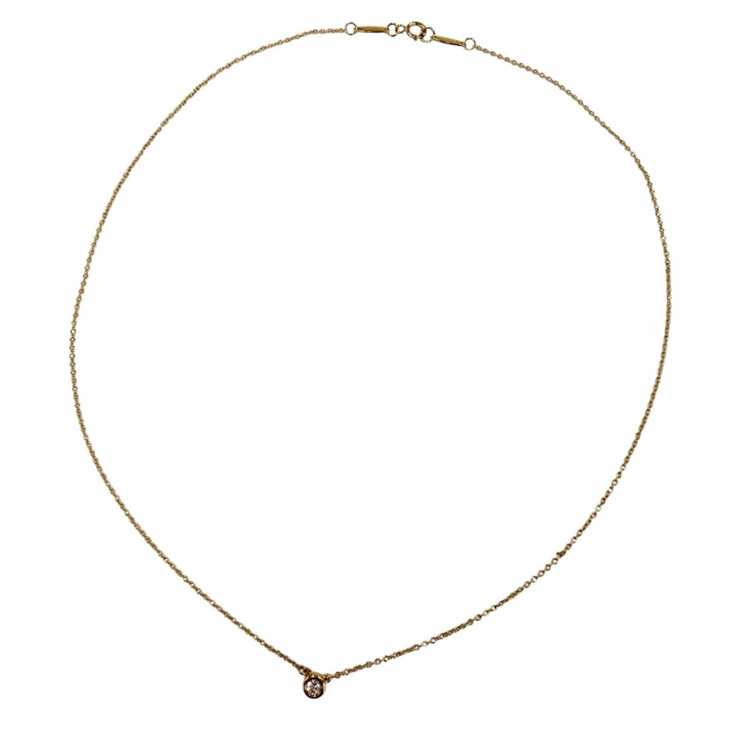 TIFFANY & Co. Elsa Peretti Diamond by the Yard Single Diamond 0.12ct Pendant Necklace 750 Yellow Gold (18K YG)