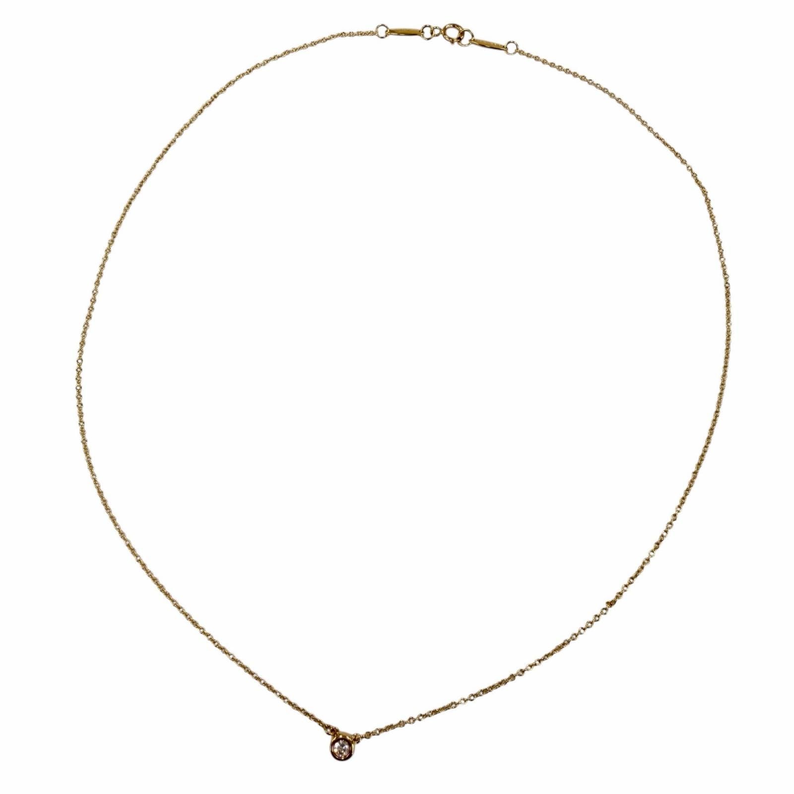 TIFFANY & Co. Elsa Peretti Diamond by the Yard Single Diamond 0.12ct Pendant Necklace 750 Yellow Gold (18K YG)