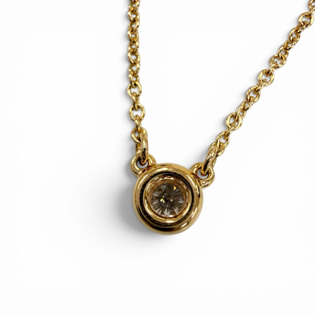 TIFFANY & Co. Elsa Peretti Diamond by the Yard Single Diamond 0.12ct Pendant Necklace 750 Yellow Gold (18K YG)
