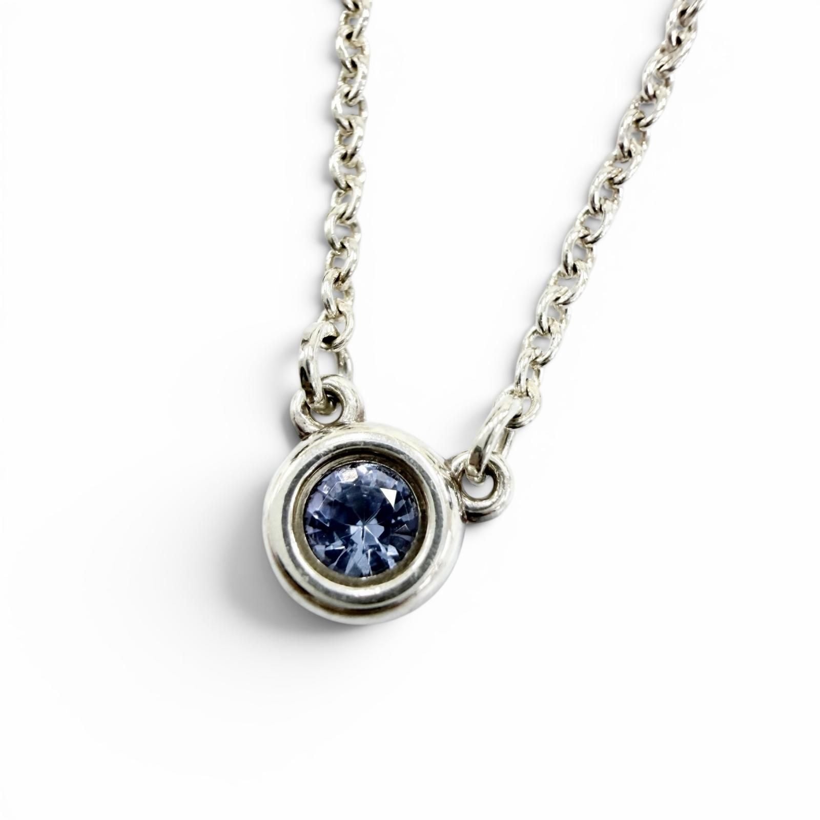 TIFFANY & Co. Elsa Peretti Color by the Yard Tanzanite Pendant Necklace AG925 Silver