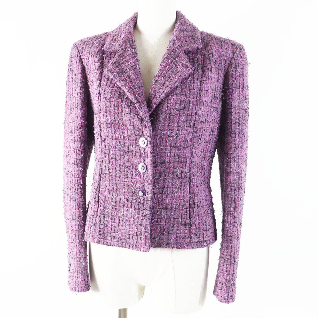 CHANEL 22P Lion Button Tweed Jacket Purple