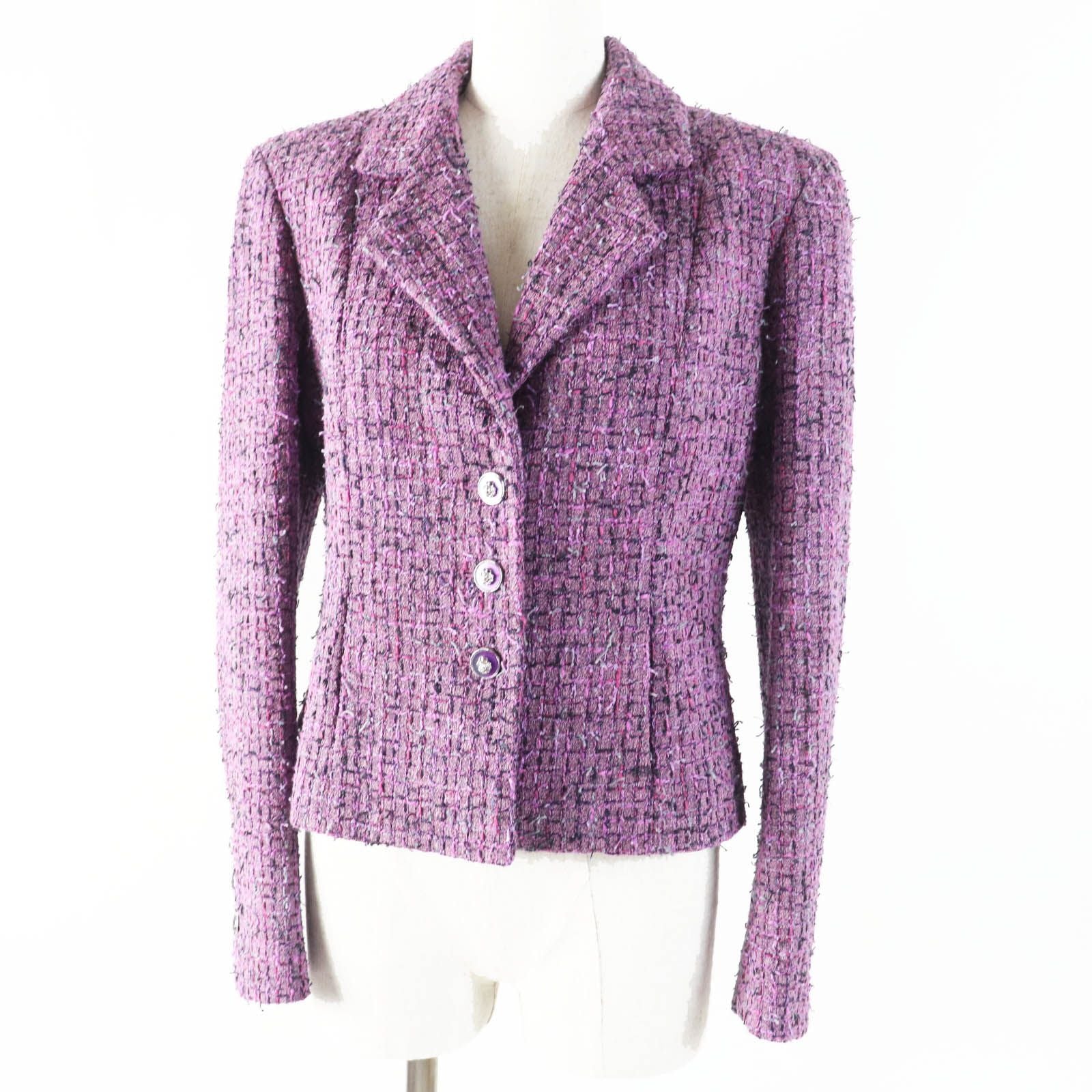CHANEL 22P Lion Button Tweed Jacket Purple