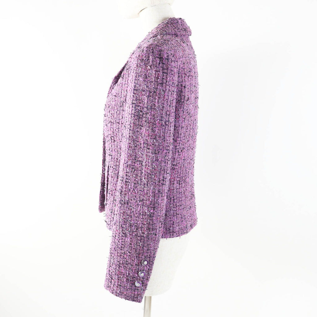 CHANEL 22P Lion Button Tweed Jacket Purple