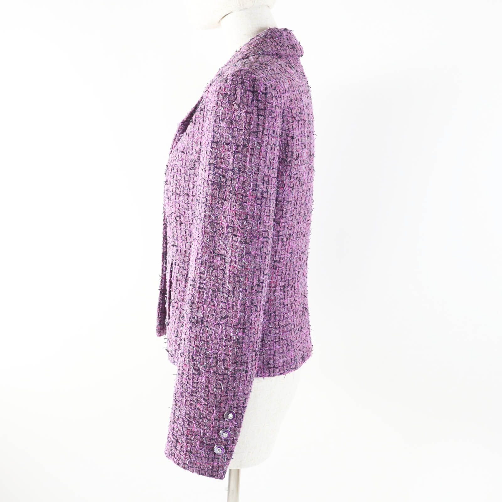 CHANEL 22P Lion Button Tweed Jacket Purple