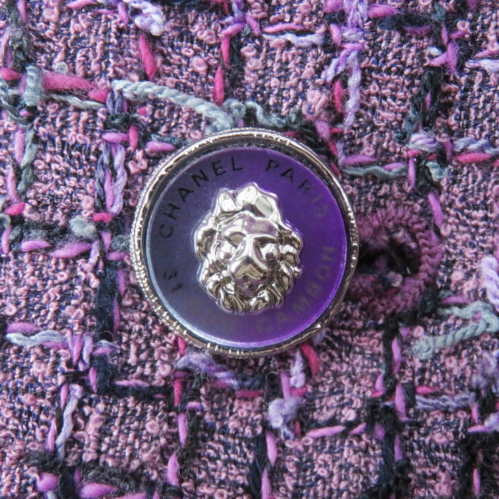 CHANEL 22P Lion Button Tweed Jacket Purple