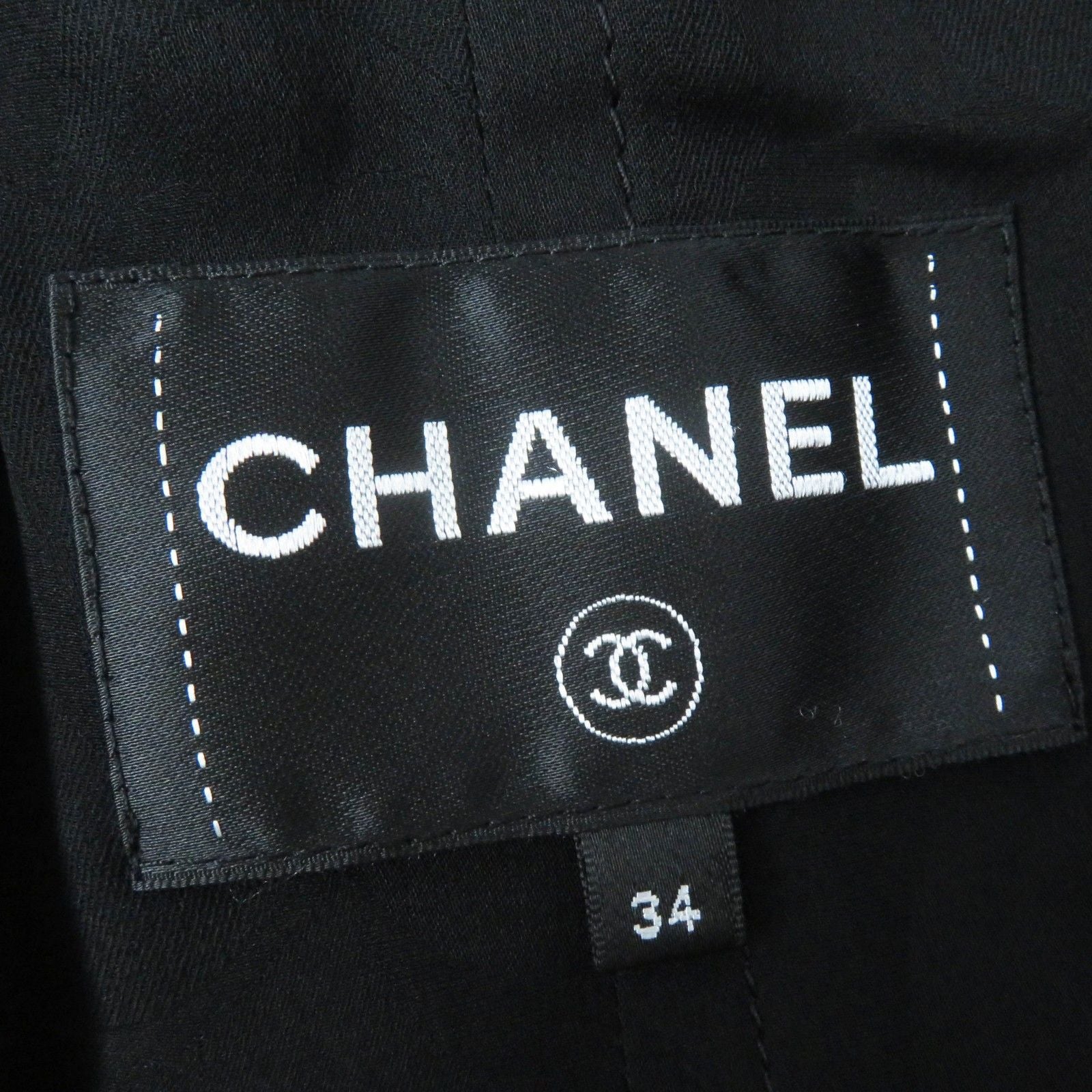 CHANEL 22C ランウェイ ラインストーンCCボタン イリディセント ツイードコート ブラックラメ