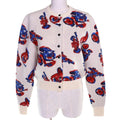 LOUIS VUITTON 2023 Trumpet Horn Pattern Wool Cashmere Blend Cardigan Runway Ivory Red Blue Size XS