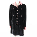 CHANEL 22B Silk Blend CC Button Tweed Velvet Coat Black Pink