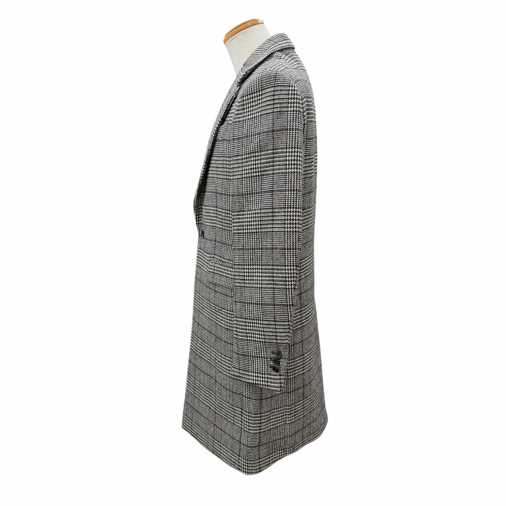 RAF SIMONS 20AW Glen Check Logo Button Single Chester Coat Brown Black Size 46