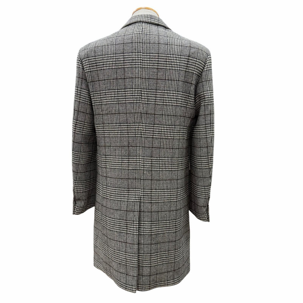 RAF SIMONS 20AW Glen Check Logo Button Single Chester Coat Brown Black Size 46