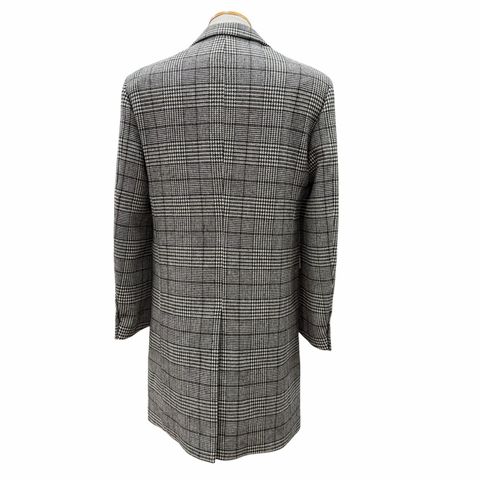 RAF SIMONS 20AW Glen Check Logo Button Single Chester Coat Brown Black Size 46