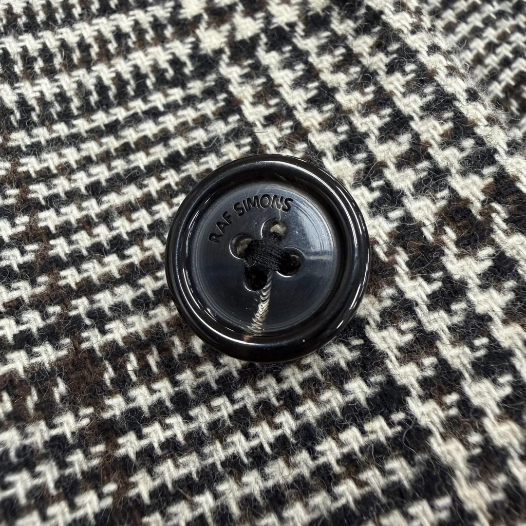 RAF SIMONS 20AW Glen Check Logo Button Single Chester Coat Brown Black Size 46
