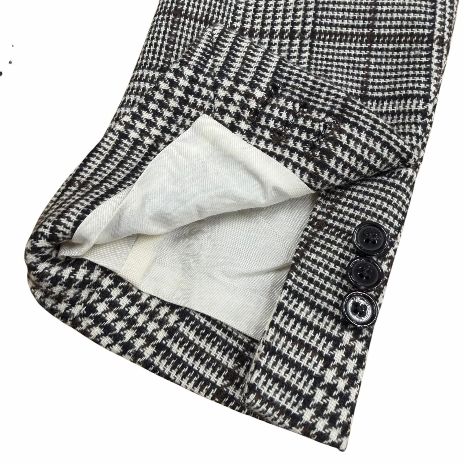 RAF SIMONS 20AW Glen Check Logo Button Single Chester Coat Brown Black Size 46
