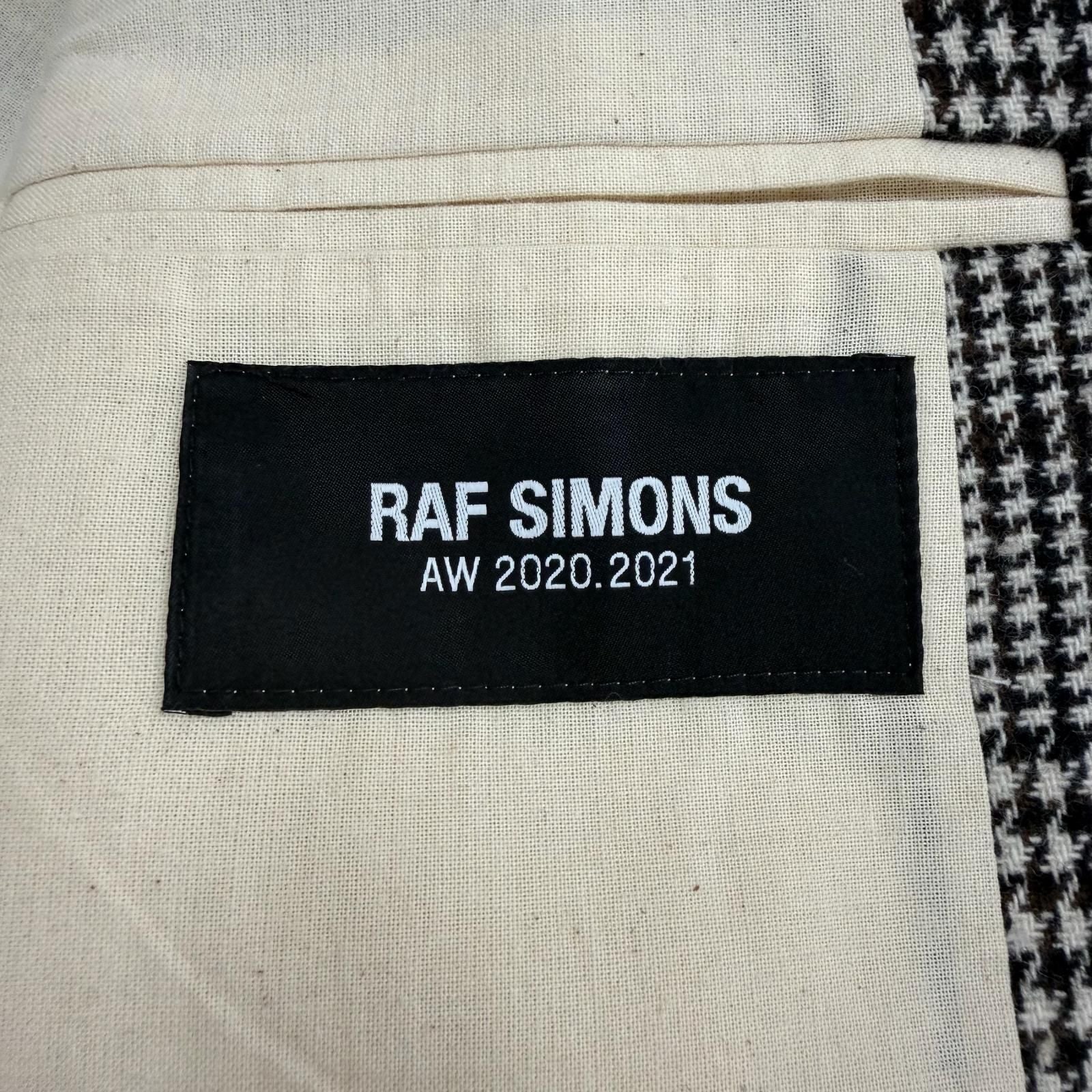 RAF SIMONS 20AW Glen Check Logo Button Single Chester Coat Brown Black Size 46