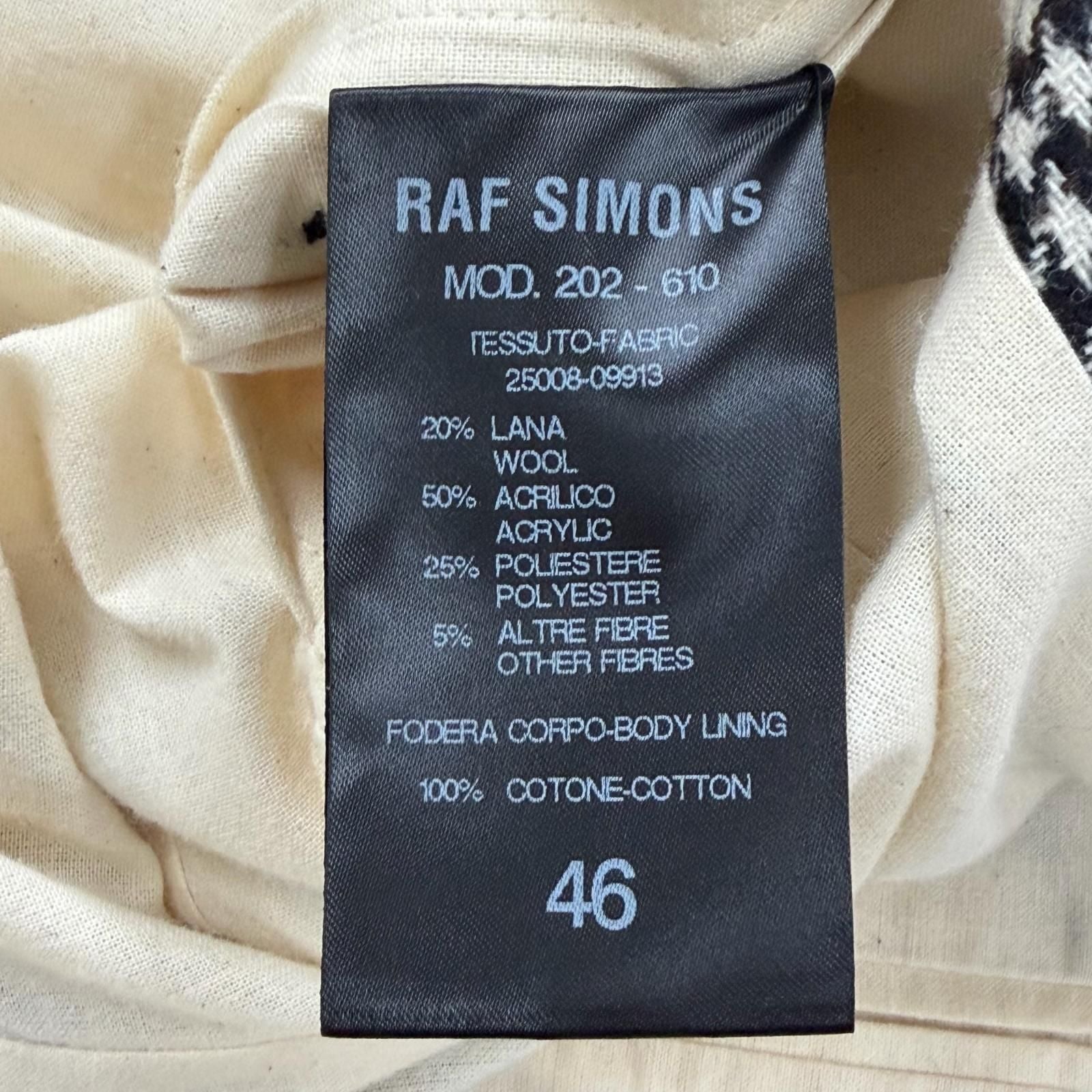 RAF SIMONS 20AW Glen Check Logo Button Single Chester Coat Brown Black Size 46