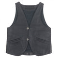 CHROME HEARTS Classic 2B Cross Ball Button Scroll Label Leather Vest Black Size S