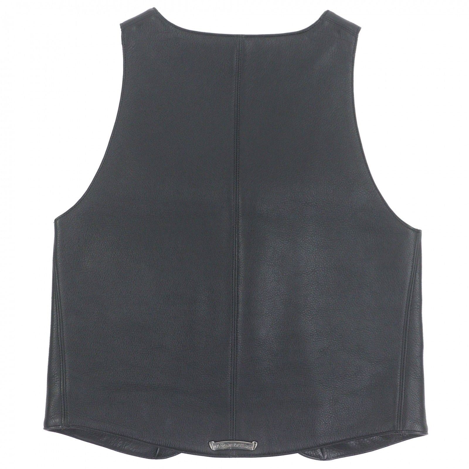 CHROME HEARTS Classic 2B Cross Ball Button Scroll Label Leather Vest Black Size S