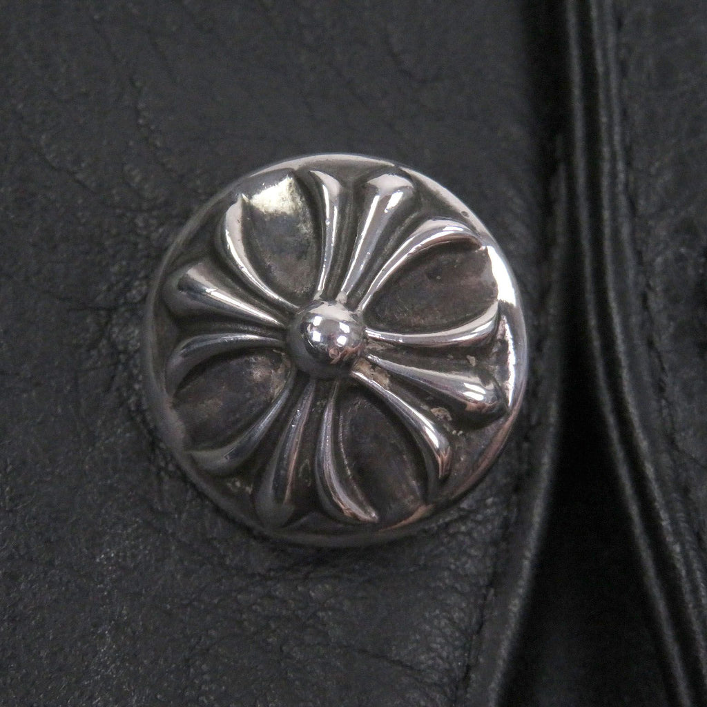 CHROME HEARTS Classic 2B Cross Ball Button Scroll Label Leather Vest Black Size S