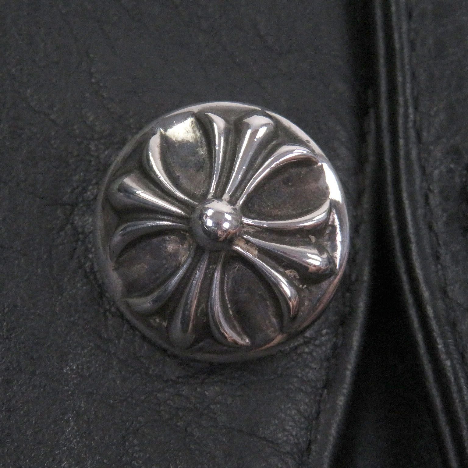 CHROME HEARTS Classic 2B Cross Ball Button Scroll Label Leather Vest Black Size S