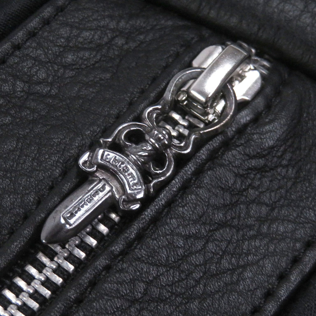 CHROME HEARTS Classic 2B Cross Ball Button Scroll Label Leather Vest Black Size S