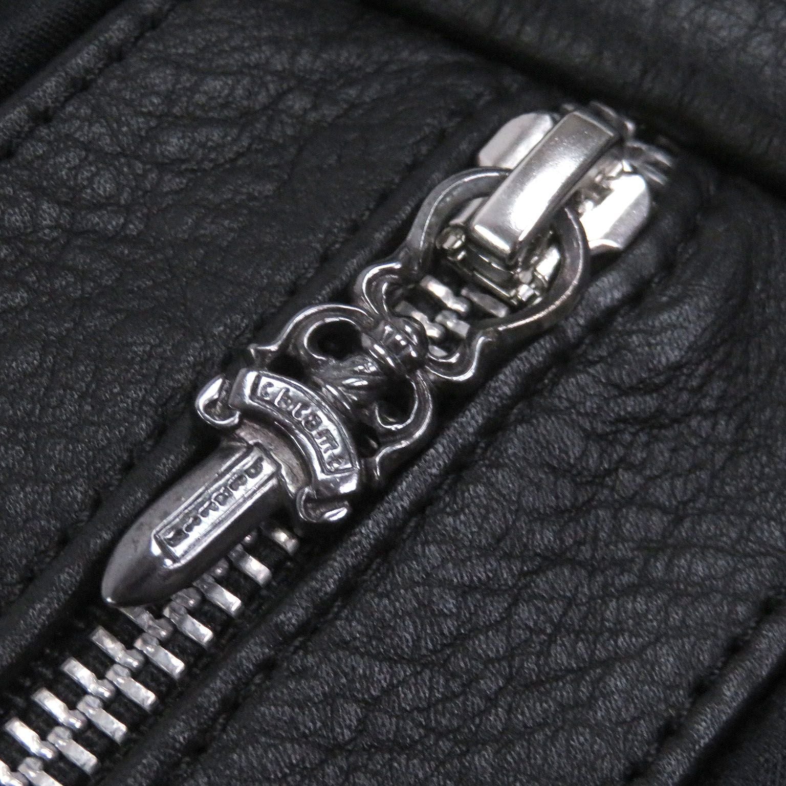 CHROME HEARTS Classic 2B Cross Ball Button Scroll Label Leather Vest Black Size S