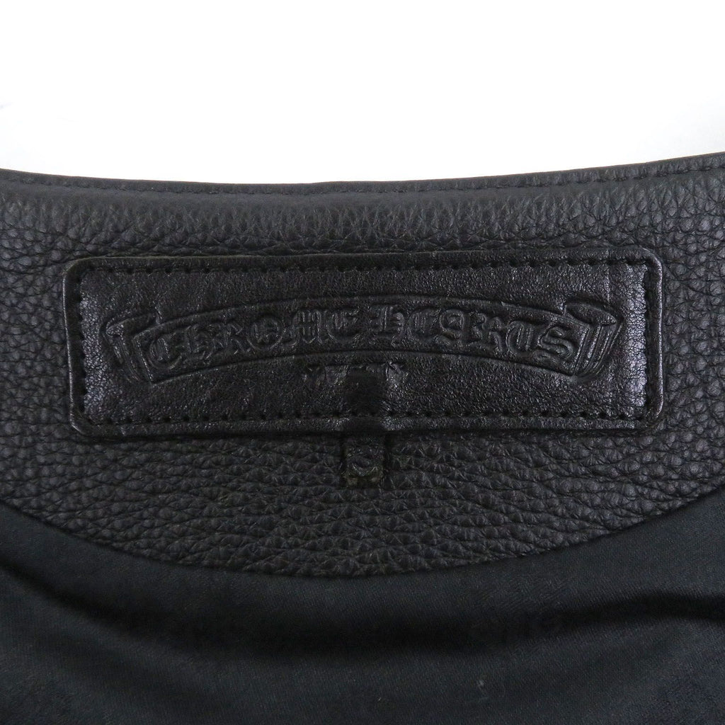 CHROME HEARTS Classic 2B Cross Ball Button Scroll Label Leather Vest Black Size S