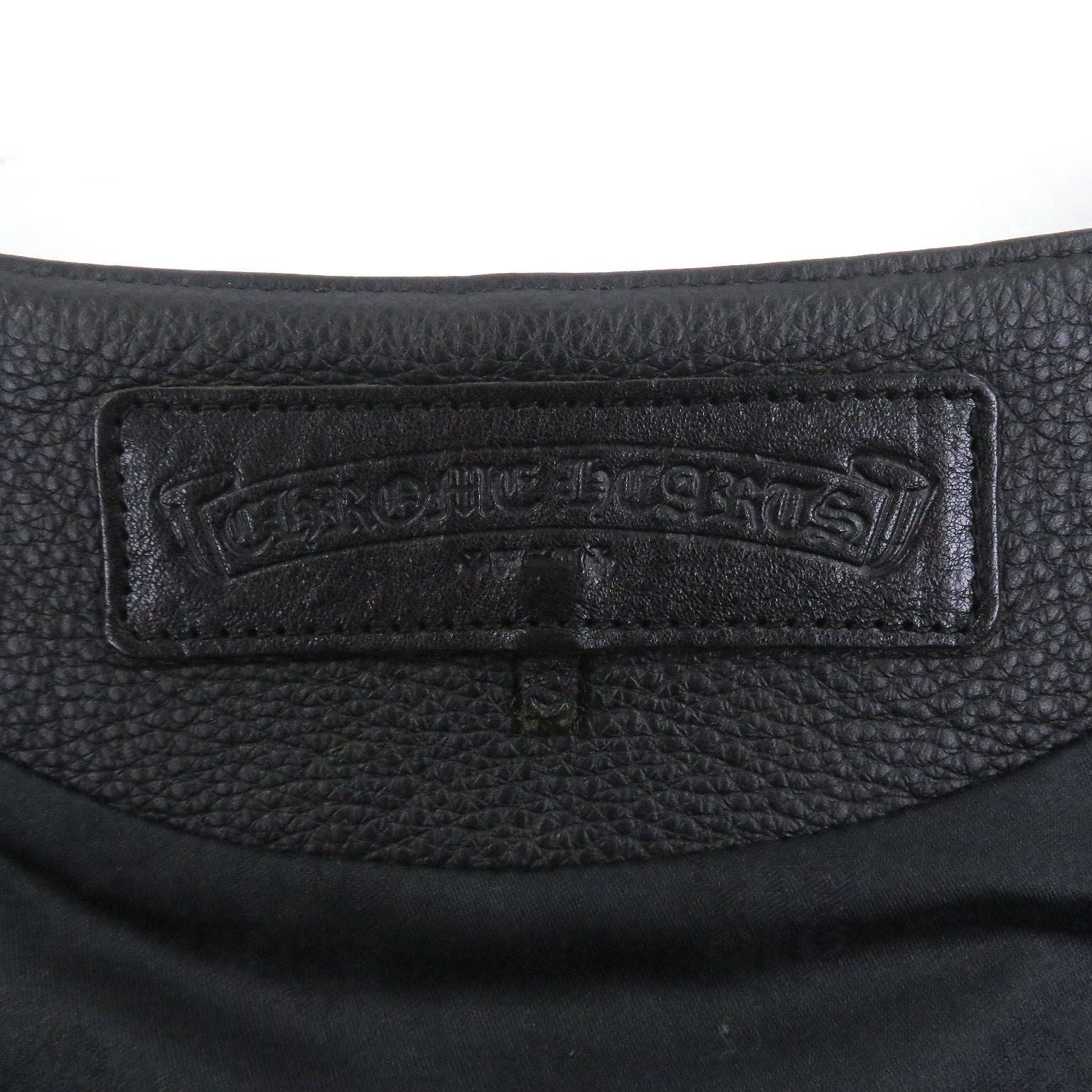 CHROME HEARTS Classic 2B Cross Ball Button Scroll Label Leather Vest Black Size S
