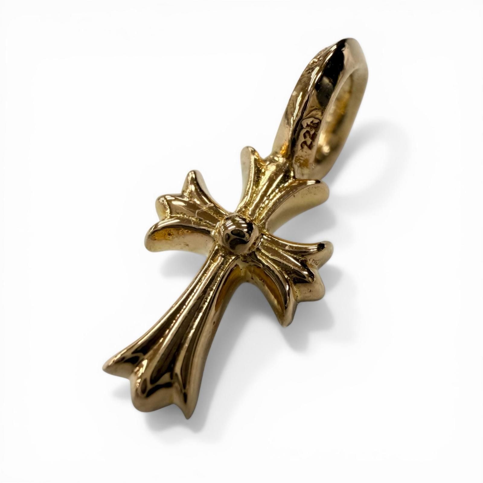 CHROME HEARTS Stack CH Cross V2 22K Gold Charm Pendant Top