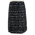 CHANEL Vintage 05C Tweed Box Pleat Skirt CC Logo Black Size 34