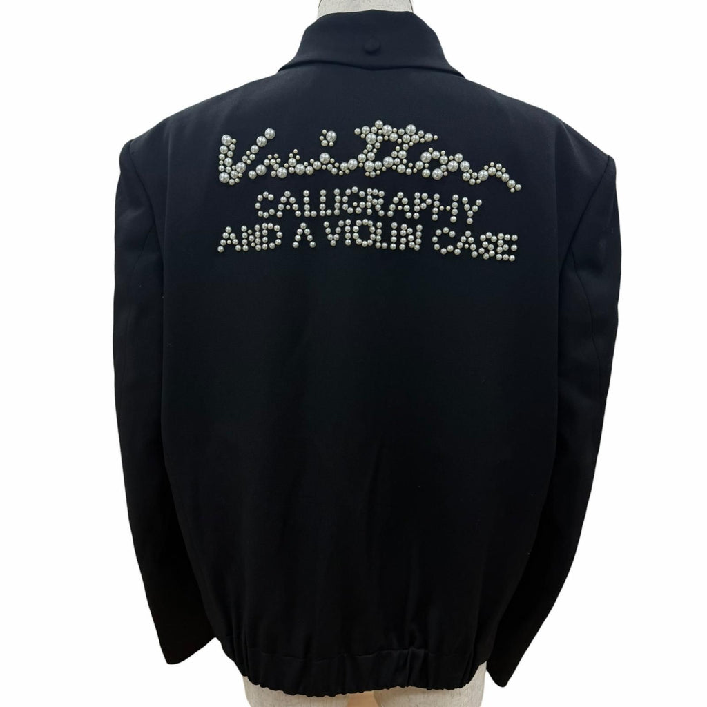 LOUIS VUITTON 24SS Embellished Wool Blouson Jacket Back Bijou Design Black Size 50