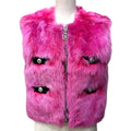 CHANEL Reversible Lamb Fur Zip-Up Vest CC Logo Button Pink Black Size 36