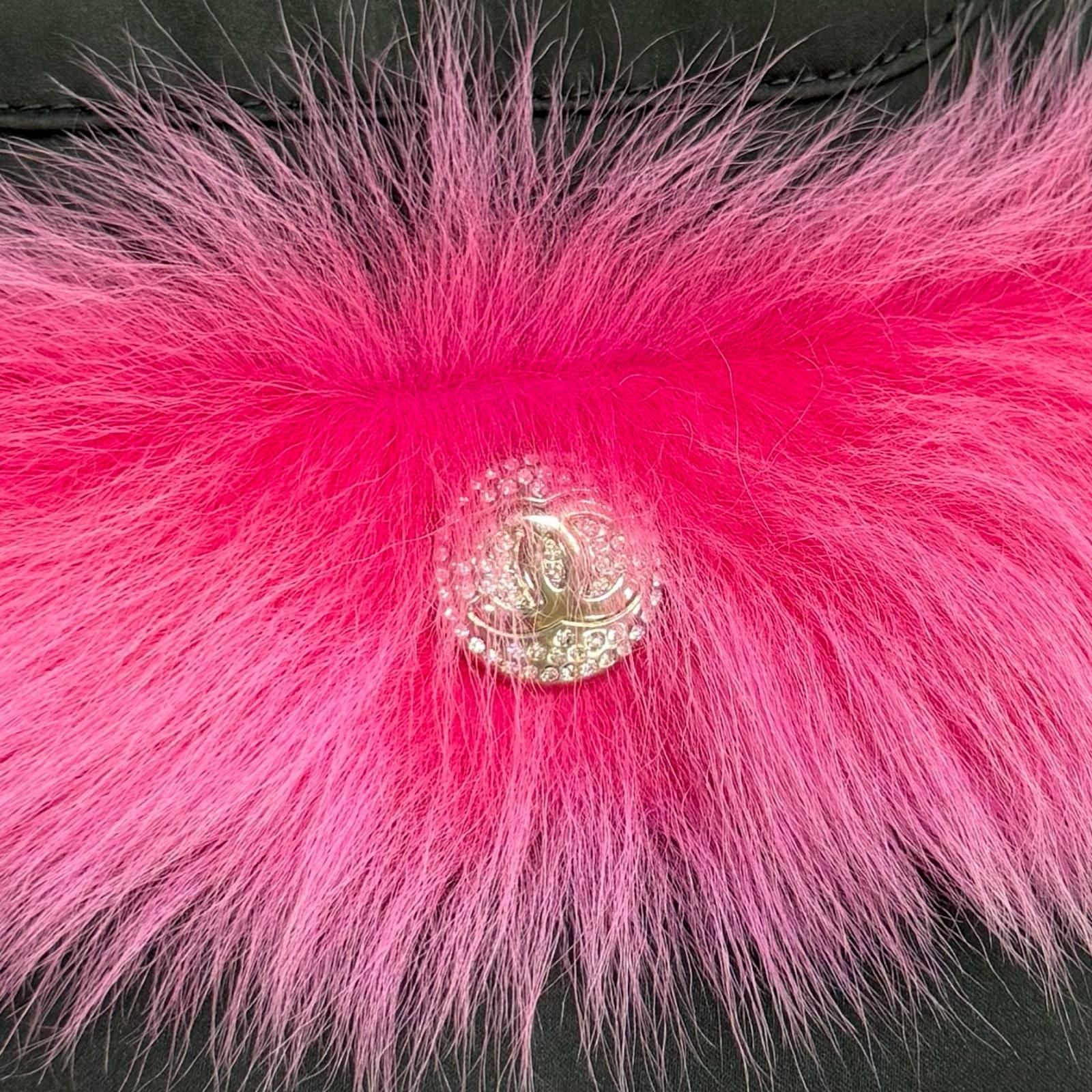 CHANEL Reversible Lamb Fur Zip-Up Vest CC Logo Button Pink Black Size 36