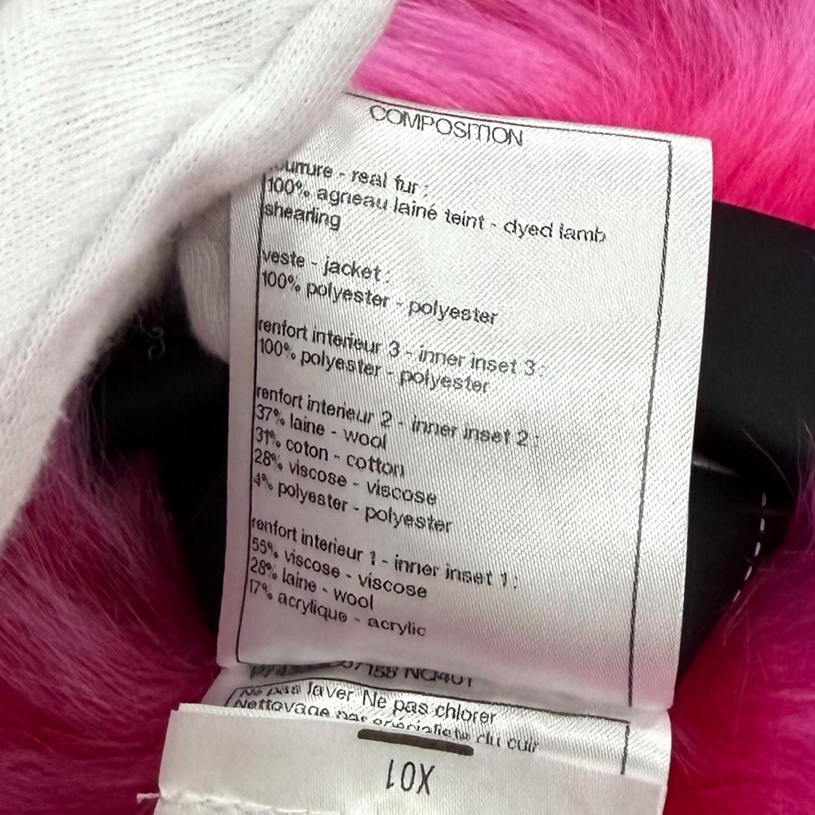 CHANEL Reversible Lamb Fur Zip-Up Vest CC Logo Button Pink Black Size 36