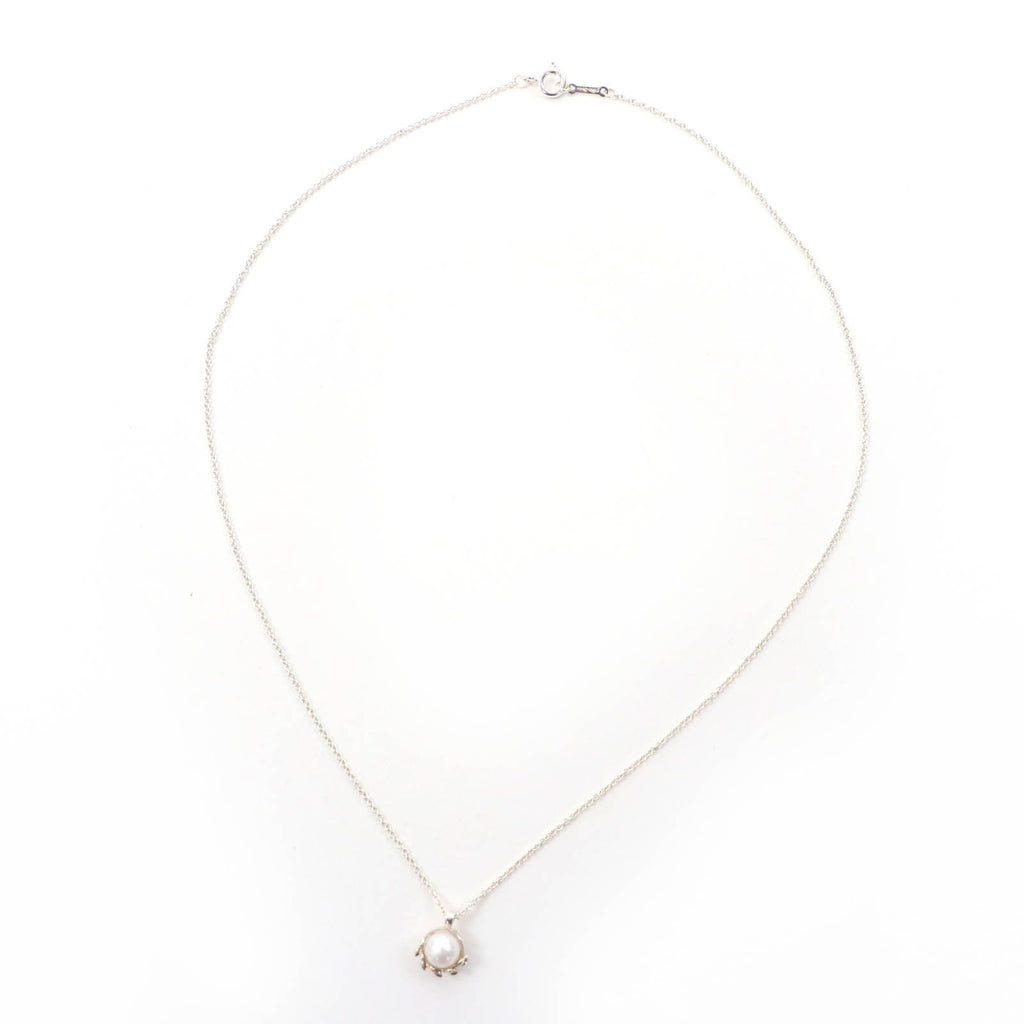 TIFFANY & Co. Paloma Picasso Olive Leaf Pendant Necklace AG925 Silver Pearl