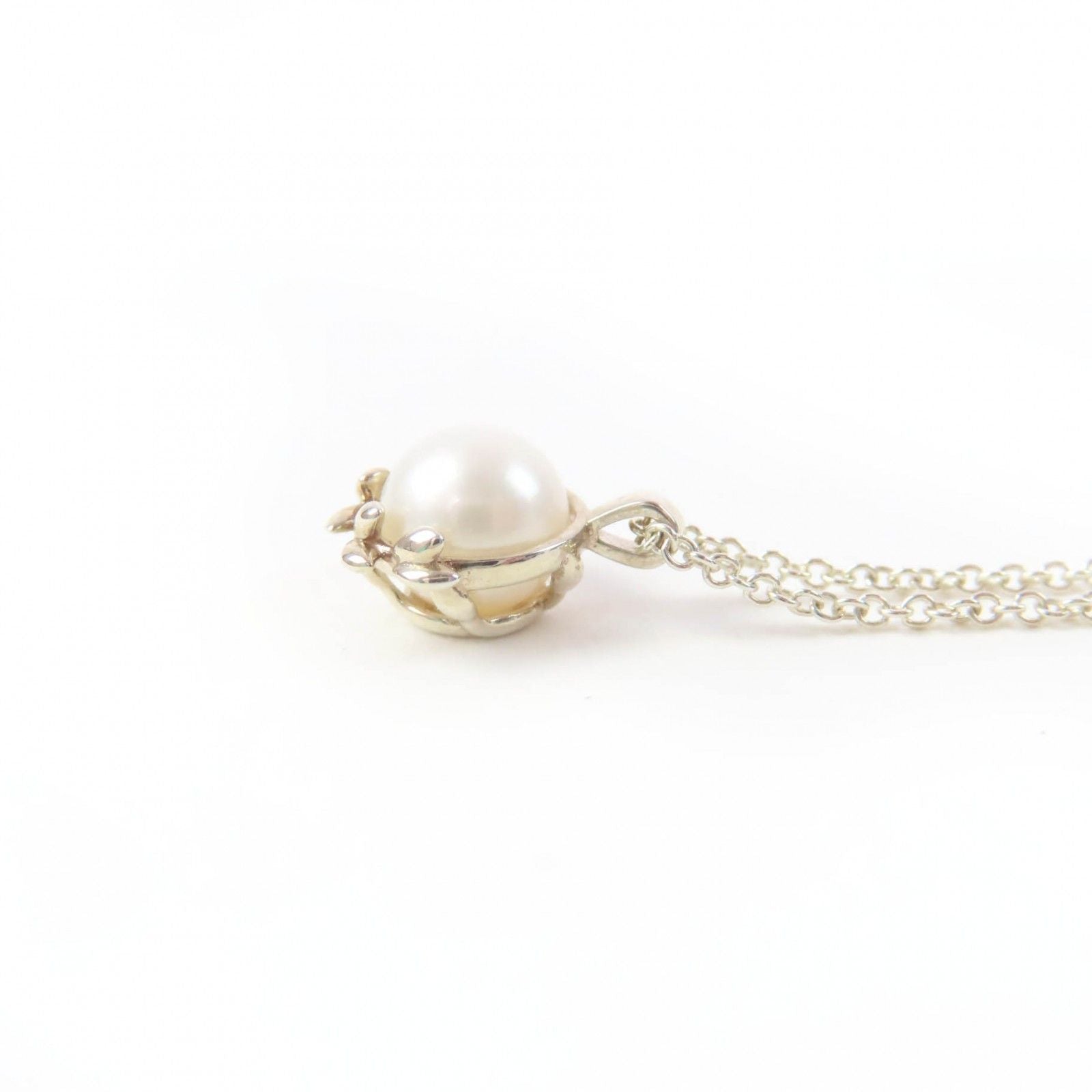 TIFFANY & Co. Paloma Picasso Olive Leaf Pendant Necklace AG925 Silver Pearl