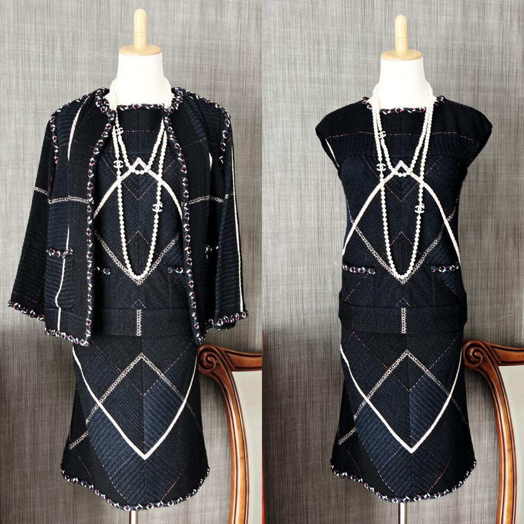 CHANEL Tweed Jacket Suit 3-Piece Set (Jacket, Skirt & Top)