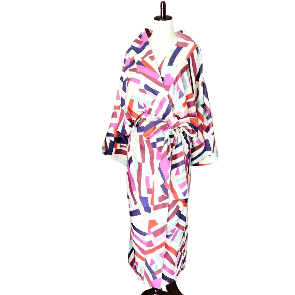 CHANEL Colorful Resort Silk Coat Gown One-Piece