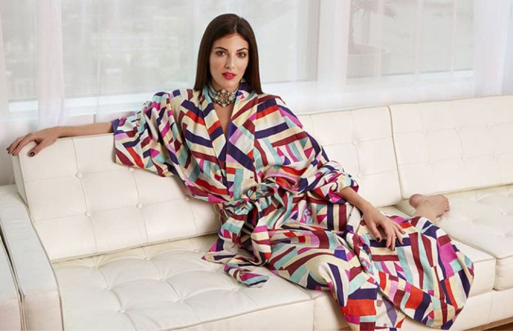 CHANEL Colorful Resort Silk Coat Gown One-Piece