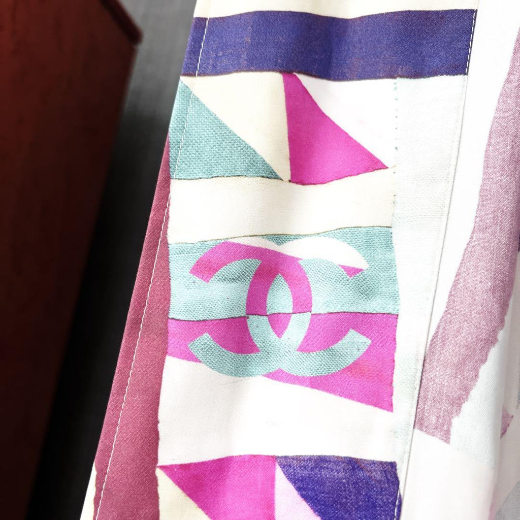 CHANEL Colorful Resort Silk Coat Gown One-Piece