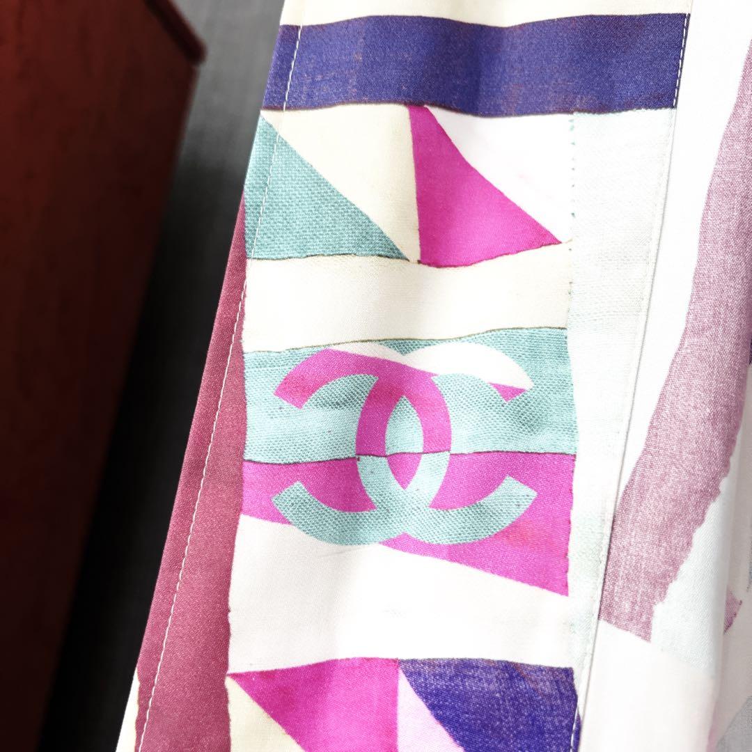 CHANEL Colorful Resort Silk Coat Gown One-Piece