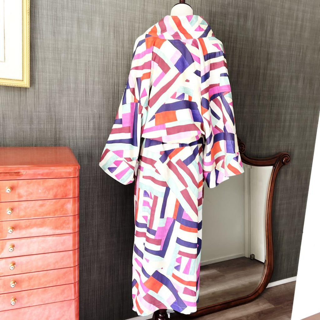 CHANEL Colorful Resort Silk Coat Gown One-Piece