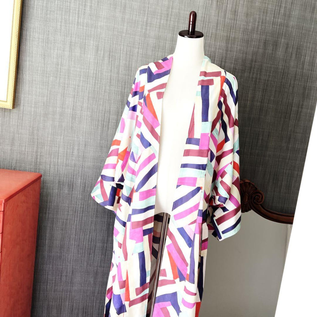 CHANEL Colorful Resort Silk Coat Gown One-Piece