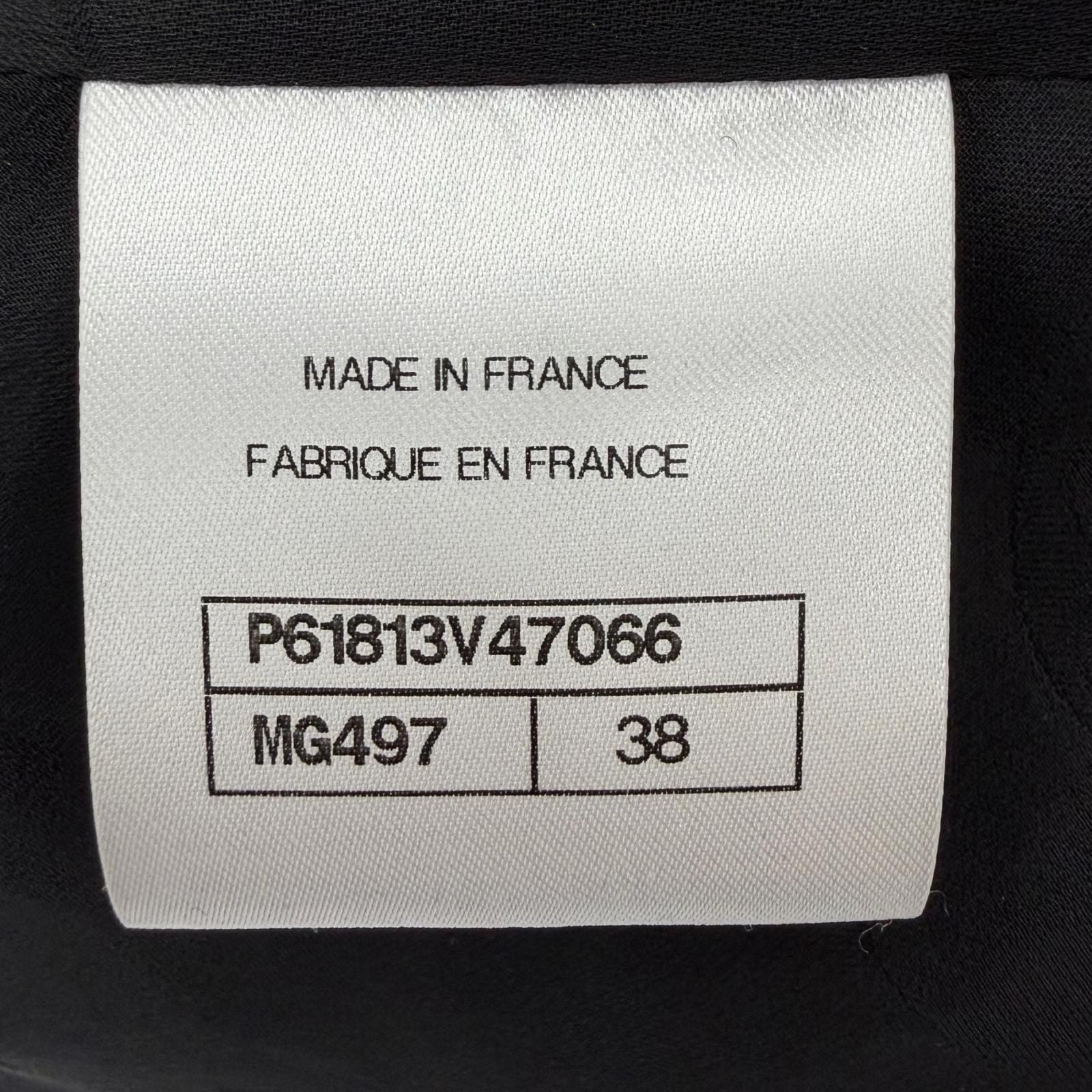 CHANEL Tweed Jacket Black Gold CC Logo Buttons Size 38