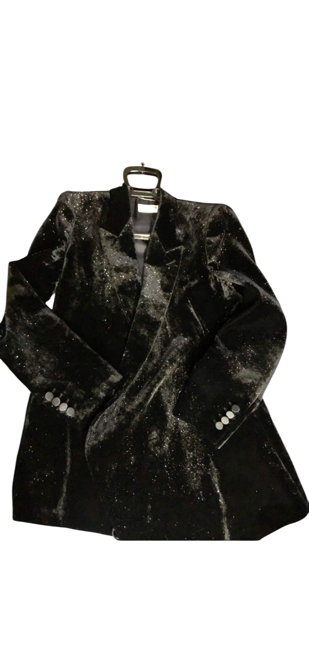 SAINT LAURENT Black Velvet lame Tailored Jacket