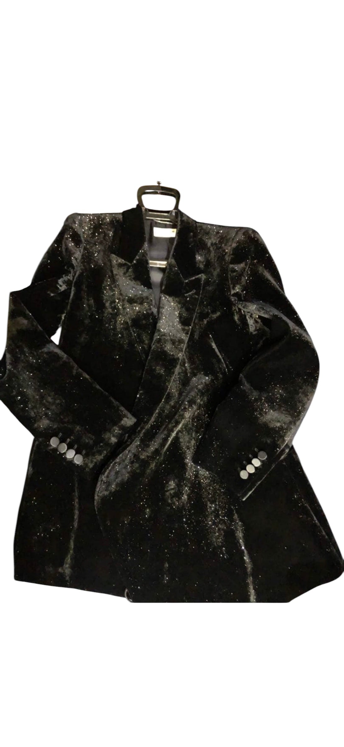SAINT LAURENT Black Velvet lame Tailored Jacket
