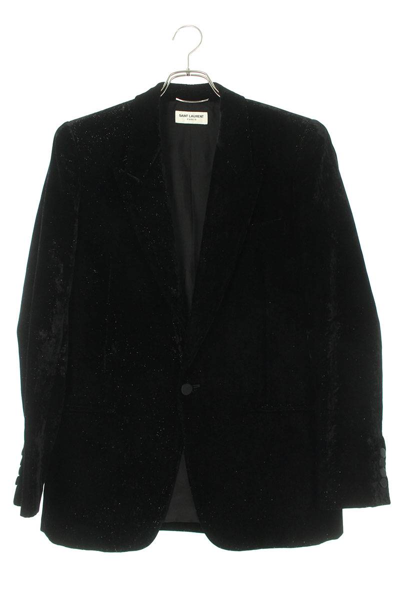SAINT LAURENT Black Velvet lame Tailored Jacket