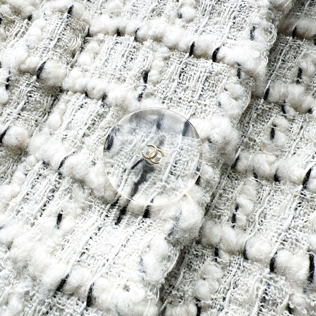 CHANEL Tweed Lame Clear Check Button Suit Jacket & Skirt