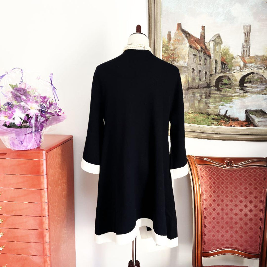 CHANEL Cashmere 100% Bicolor Knit Flare Coat